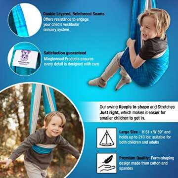 MINGLEWOOD Sensory Swing Bundle – 360° Swivel Hanger – Complete Set for Children – Special Ne...