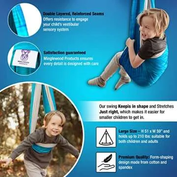 MINGLEWOOD Sensory Swing Bundle – 360° Swivel Hanger – Complete Set for Children – Special Ne...