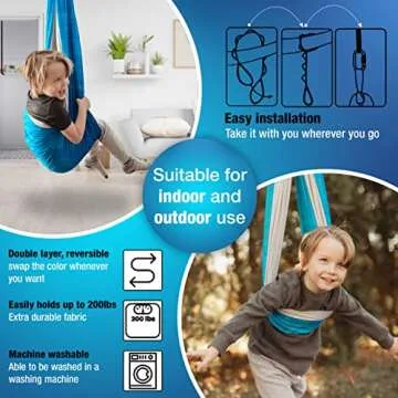 MINGLEWOOD Sensory Swing Bundle – 360° Swivel Hanger – Complete Set for Children – Special Needs: Anxiety, ADHD, Autism & Sensory Disorders