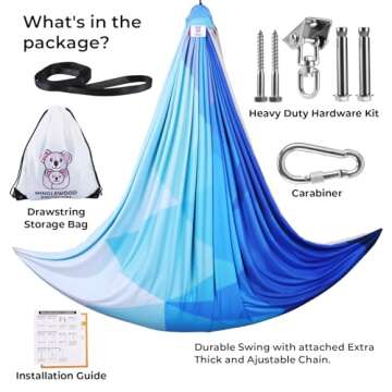 MINGLEWOOD Sensory Swing Bundle – 360° Swivel Hanger – Complete Set for Children – Special Needs: Anxiety, ADHD, Autism & Sensory Disorders