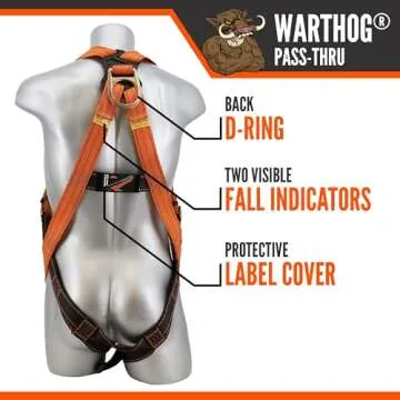 Malta Dynamics Warthog Safety Harness Fall Protection, Pass-Thru Leg Buckles, Full Body Harness - OSHA/ANSI Compliant (XXLarge)