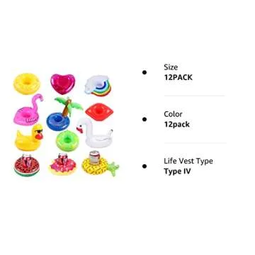 redting 12 Pack Inflatable Drink Holders+1 Inflatable Needle+1 Storage Bag，Drink Floats Inflatable Cup Coasters for Kids Toys and Pool Party (12pack)