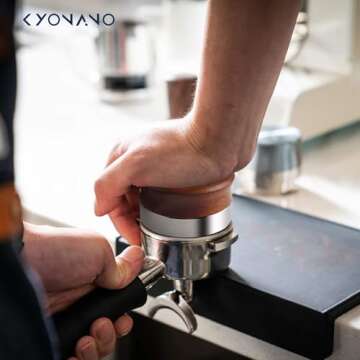 KYONANO Espresso Accessories - Dalbergia Odorifera Wooden Coffee Distributor 51mm - Espresso Distributor with Adjustable Depth Scale - Coffee Distribution Tool - Fits for 51mm Delonghi Portafilter