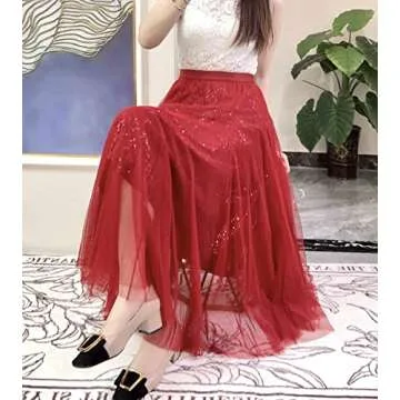 Dwirapal Sequin Long Tulle Skirt for Elegant Occasions