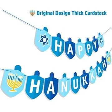 Happy Hanukkah Banner Chanukah Holiday Party Decorations Dreidel Garland Hanukkah Festival Day Suppl...