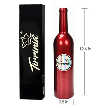 Wine Accessories Gift Set - Wine Bottle Corkscrew Opener Kit, Drip Ring, Foil Cutter and Wine Pourer and Stopper in Novelty Bottle-Shaped Case for Valentine's Gift, Red