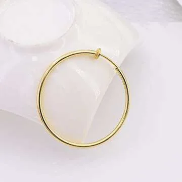 Aganippe Gold/Silver Clip On Hoop Earrings for Women Non Piercing Earrings Jewelry Set Large Hoop Earrings for Women Teens Retractable Clip On Hoop Earrings (8 Pair gold silver earrings)