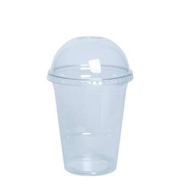 GUSTO [16 oz - 100 Count Clear Plastic Cups With Dome Lids - Perfect for Smoothies, Milkshakes, and ...