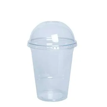 GUSTO [16 oz - 100 Count Clear Plastic Cups With Dome Lids - Perfect for Smoothies, Milkshakes, and ...