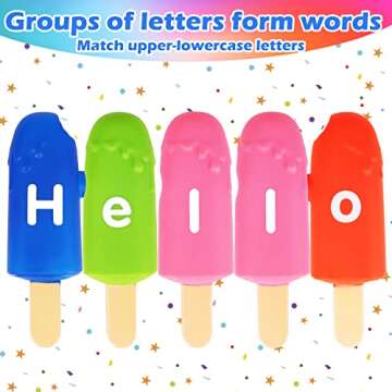 Toddler Alphabet Letters Matching Learning Toys，26 PCS Double - Sided ABC Letters Popsicle Toy Alp...