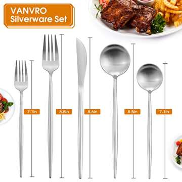 VANVRO Matte Silverware Set - 20-Piece Stainless Steel Cutlery with Timeless Design