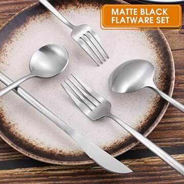 VANVRO 20-Piece Matte Silverware Set for Elegant Dining