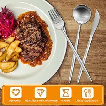 VANVRO 20-Piece Matte Silverware Set for Elegant Dining