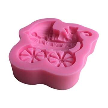 FLY 3D Pink Baby Stroller Silicone Cake Mold