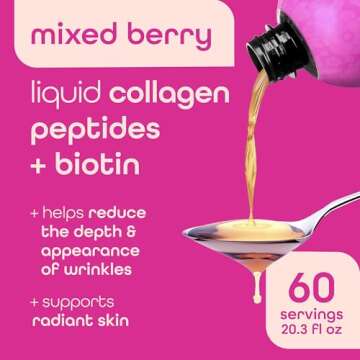 Zena Liquid Collagen Peptides for Women & Men + Biotin 5000mcg | Hydrolyzed Multi Verisol Collagen P...