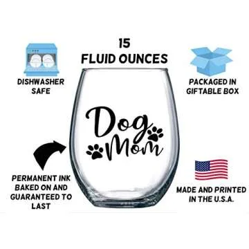 Funny Bone Dog Mom Wine Glass for the Best Dog Moms Ever