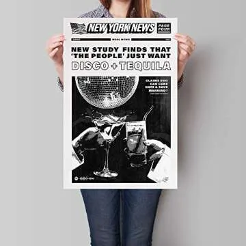 Vintage Music Aesthetics Poster Prints Funny Black and White New York News Canvas Wall Art Humor Quo...