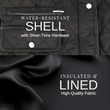 Jones New York Mid-Length Quilted Jacket in Black for Women