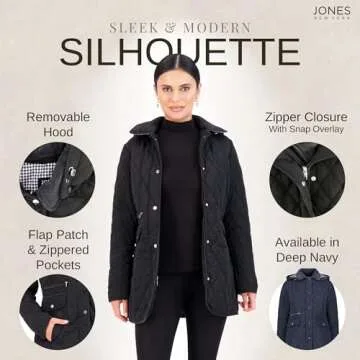 Jones New York Mid-Length Quilted Jacket in Black for Women