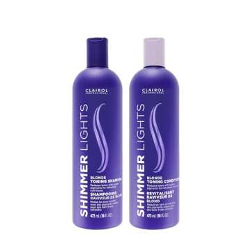Clairol Professional Shimmer Lights Shampoo & Conditioner Bundle for Brilliant Blonde Hair, 16 fl oz