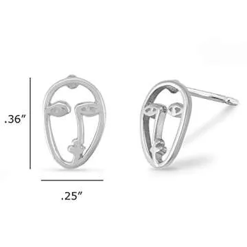 Boma Jewelry Sterling Silver Picasso Artist Face Stud Earrings