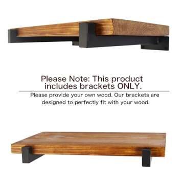 EZYDECOR Shelf Bracket 10 Inch Black Shelf Brackets Wall Mounted Industrial Shelving Brackets Metal ...