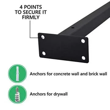 EZYDECOR Shelf Bracket 10 Inch Black Shelf Brackets Wall Mounted Industrial Shelving Brackets Metal Shelf Support with Lip (6 Pack)