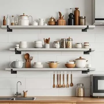 EZYDECOR Shelf Bracket 10 Inch Black Shelf Brackets Wall Mounted Industrial Shelving Brackets Metal Shelf Support with Lip (6 Pack)