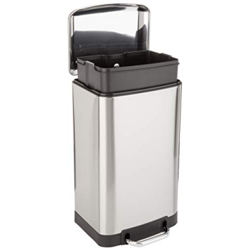 Amazon Basics Small Trash Can with Lid and Soft-Close Foot Pedal for Bathroom, Bedroom, Living Room, Office, Smudge Resistant, 20L / 5.3 Gallon, Nickel