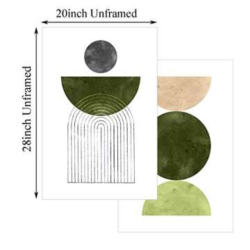 Dthlay Mid Century Modern Gallery Wall Art Canvas Prints Picture Boho Green for Living Room Decor Wa...