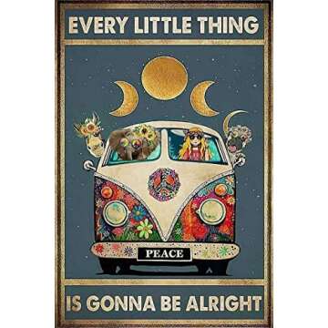 Dreacoss Poster-Hippie Every Little Thing is Gonna Be Alright Retro Metal Tin Vintage Aluminum Sign ...
