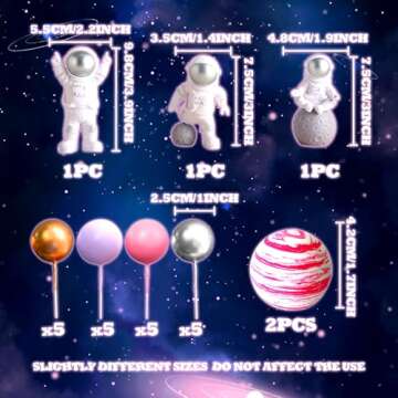 LaVenty Pink Space Cake Toppers - Fun Astronaut Party Decorations for Any Occasion