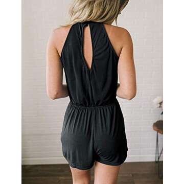 Stylish MEROKEETY Women's Summer Halter Neck Romper