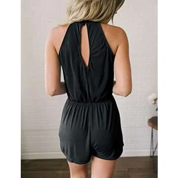 Stylish MEROKEETY Women's Summer Halter Neck Romper