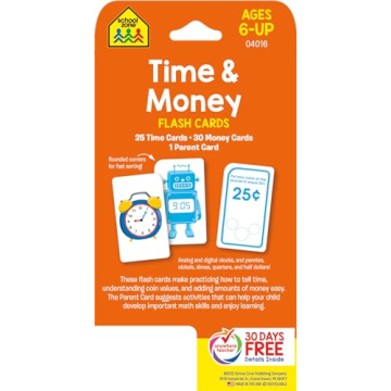 School Zone Time & Money Flash Cards for Kids 6 and Up
