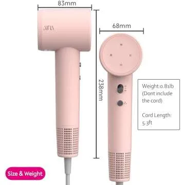 AINA Hair Dryer, Blow Dryer with Diffuser Brush Comb for Women - BLDC Hair Dryer - Brushless Motor, 110,000 RPM Lightweight, Ionic Travel, 3 Magnetic Attachments 110V/ALCI(Pink)