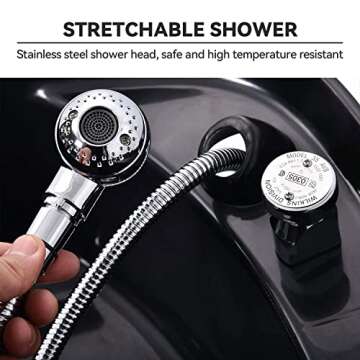 Ainfox Shampoo Barber Backwash Chair, ABS Plastic Shampoo Bowl Sink Chair for Spa Beauty Salon (Black)