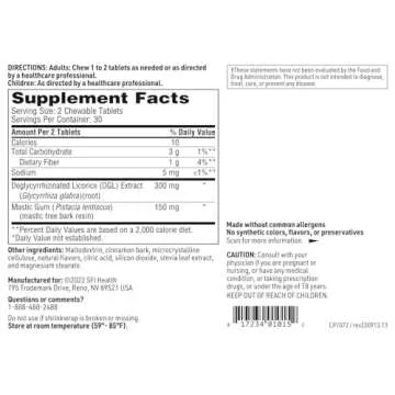 Klaire Labs Mastic Gum/DGL Chewable - DGL Licorice Chew for Digestion Support & Occasional GI Discomfort - Deglycyrrhizinated Licorice and Mastic Gum (60 Chewable Tablets)