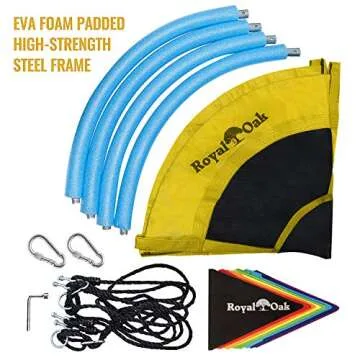 Royal Oak Saucer Tree Swing,Giant 40 Inches with Carabiners and Flags, Heavy Duty 1680D Oxford Fabric,700 lb Weight Capacity, Steel Frame,Waterproof, Easy Install Step by Step Instructions (Yellow)