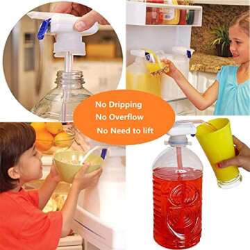 Drink Dispenser, For Fridge Gallon - 2 Pcs Automatic Milk Dispenser and Beverage Dispenser, Easy to Use Kids Tap Drink Dispenser, for Drinks, Juice, and Beverages - Prevent Overflowinge