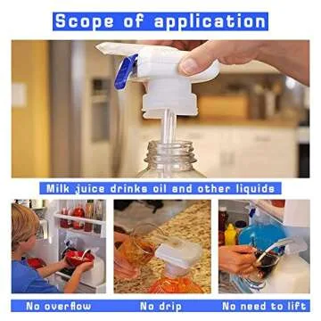 Drink Dispenser, For Fridge Gallon - 2 Pcs Automatic Milk Dispenser and Beverage Dispenser, Easy to Use Kids Tap Drink Dispenser, for Drinks, Juice, and Beverages - Prevent Overflowinge