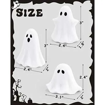 Tuitessine Ceramic Ghosts Small Scary Ghost Figurines Halloween Ghost Sculpture Statue Farmhouse Tie...