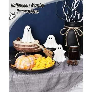 Tuitessine Ceramic Ghosts Small Scary Ghost Figurines Halloween Ghost Sculpture Statue Farmhouse Tiered Tray Decor Spooky Home Decorations Coffee Table Centerpieces Shelf Mantel Display Collections