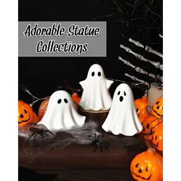 Tuitessine Ceramic Ghosts Small Scary Ghost Figurines Halloween Ghost Sculpture Statue Farmhouse Tiered Tray Decor Spooky Home Decorations Coffee Table Centerpieces Shelf Mantel Display Collections