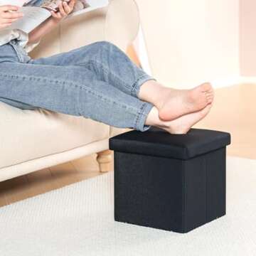 B FSOBEIIALEO Storage Ottoman Cube, Linen Small Foot Rest Seat,for Living Room, Bedroom, Home Office...