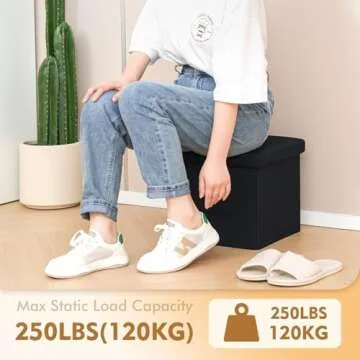 B FSOBEIIALEO Storage Ottoman Cube, Linen Small Foot Rest Seat,for Living Room, Bedroom, Home Office, Dorm Storage Footrest Black 11.8"x11.8"x11.8"