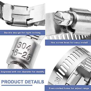 Qibaok 120 PCS Stainless Steel Hose Clamps Assortment