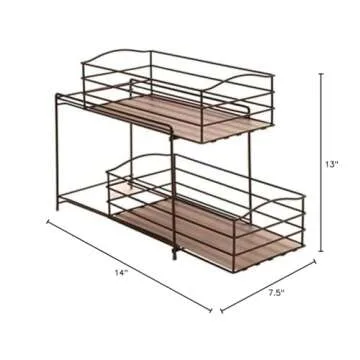 Seville Classics 2-Tier Sliding Basket Drawer Kitchen Counter and Cabinet Organizer, Bronze