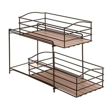 Seville Classics 2-Tier Sliding Basket Drawer Kitchen Counter and Cabinet Organizer, Bronze