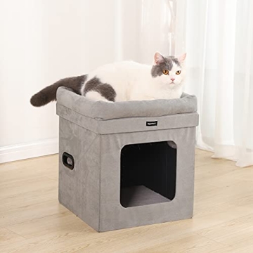 Amazon Basics Cube Cat Bed 15x15x17 Grey Comfortable Cat House